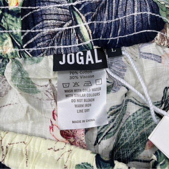 Jogal Hawaiian 2 Piece Set Shirt Shorts Floral Beach Sz L - Picture 10 of 11